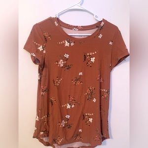 •Sweet Teas by Pink Rose Burnt Orange Top with Flowers Size Small•